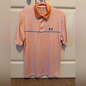 Under Armour Playoff Men's Polo Shirt in Orange and White Stripes